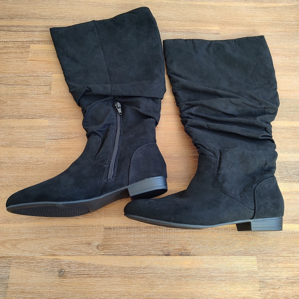 NEVER WORN Women's Size 6.5 Black Suede Zip Up Boots